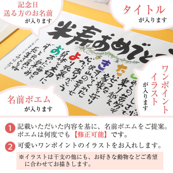古希 プレゼント 名前詩 書家 手書き しあわせの名前ポエム 木製額s 古希のお祝い